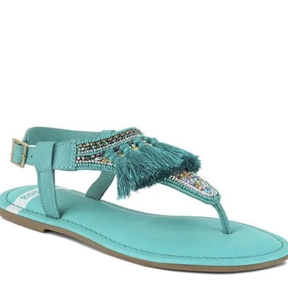 Risha Genuine Leather Tassel Sandals - Picture 1 of 5